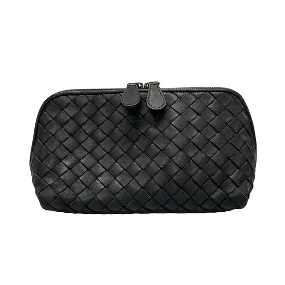 Auth BOTTEGA VENETA Intrecciato - Black Leather B********* Pouch - Picture 2 of 9